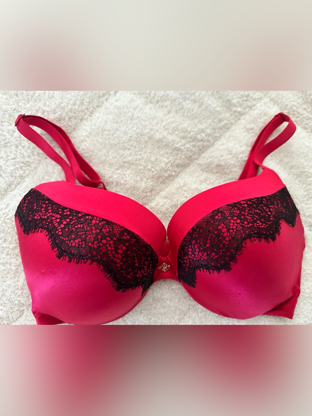 Victoria's Secret Red Push-Up Bra with Black Lace